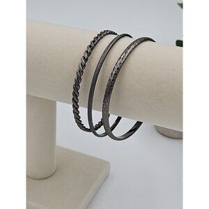 Lot‎ Of 3 Gunmetal Tone Bangle Bracelets